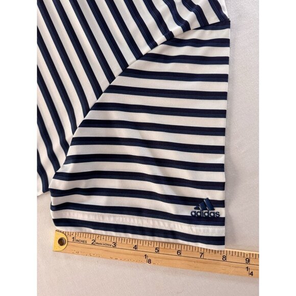 Adidas Polo Shirt Mens XXL Performance Navy White Striped 2XL Logo Golf Sports - Picture 10 of 15